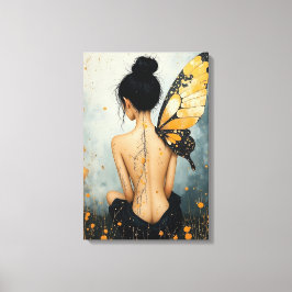 Impressão Em Tela Abstract Whimsical Woman and Butterfly