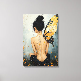 Impressão Em Tela Abstract Whimsical Woman and Butterfly
