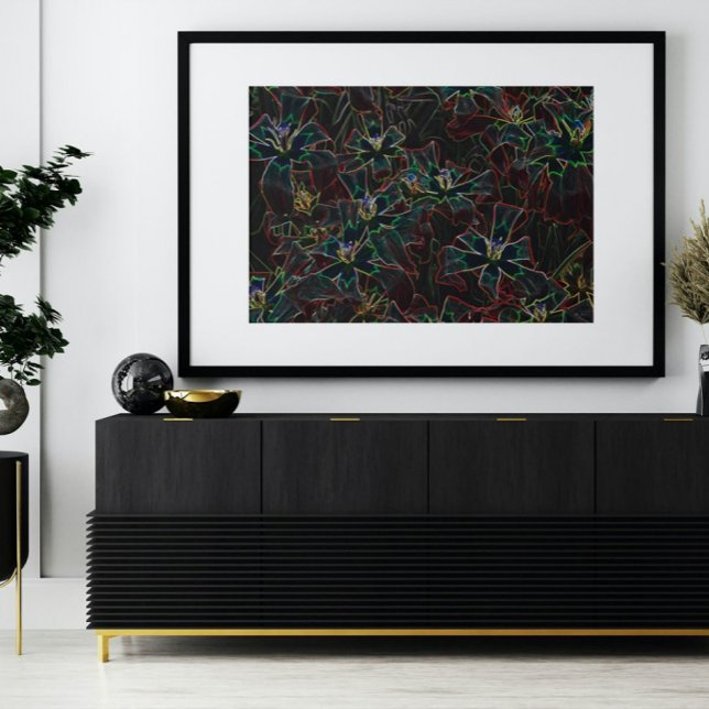 Impressão Em Tela Abstrakte Kunst Leinwand, Leuchtende Neonblumen  (Criador carregado)