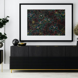 Impressão Em Tela Abstrakte Kunst Leinwand, Leuchtende Neonblumen