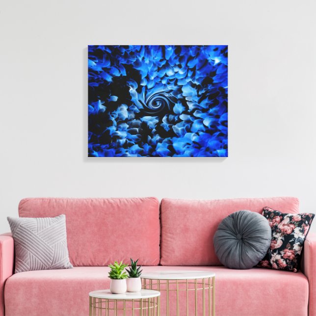 Impressão em Tela Abstrata de Vidro Preto e Azul (Insitu(Sala de estar))