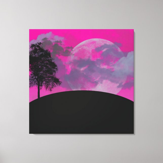 Impressão em Tela Abstrata Lua Carmesim Envolta (Frente)