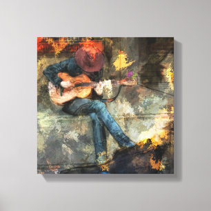 Impressão Em Tela Abstrato a tocar violão - Wart Decor.