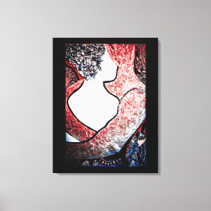 Impressão Em Tela Abstrato Art casal inter-racial no abraço amoroso