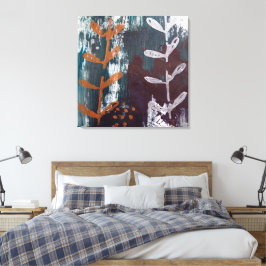 Impressão Em Tela Abstrato Art com Prata, Tons de Cobre sobre Teal