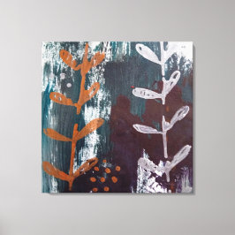 Impressão Em Tela Abstrato Art com Prata, Tons de Cobre sobre Teal