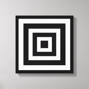 Impressão Em Tela Abstrato Art com quadrados em preto e branco