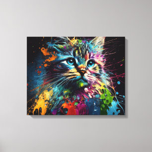 Impressão Em Tela Abstrato art com uma impressão de tela de gato