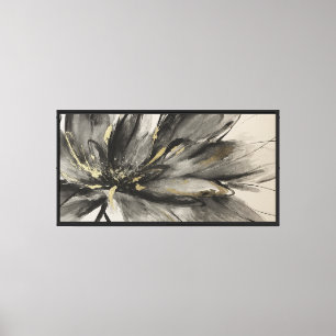 Impressão Em Tela Abstrato Art Deco Lotus Black, Tan, Dourado