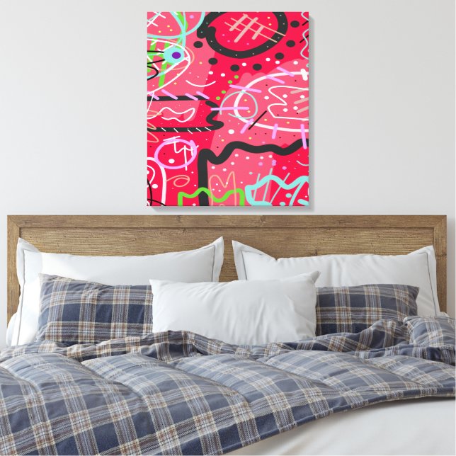 Impressão Em Tela Abstrato Art em Vermelho (Insitu(Quarto))