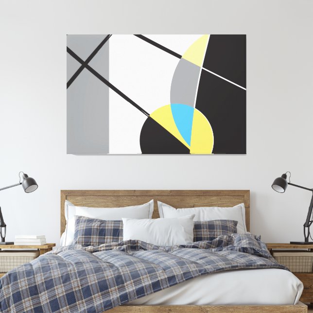 Impressão Em Tela Abstrato Art Modern Shapes amarelo (Insitu(Quarto))