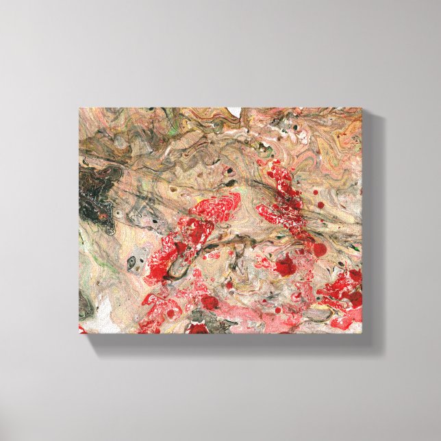 Impressão Em Tela Abstrato Art Vermelho Amarelo Verde Marrom Trendên (Frente)