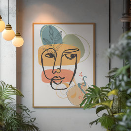 Impressão Em Tela Abstrato arte rosa cor azul verde