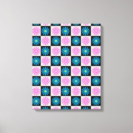 Impressão Em Tela Abstrato azul-claro-escuro verificado