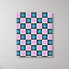 Impressão Em Tela Abstrato azul-claro-escuro verificado