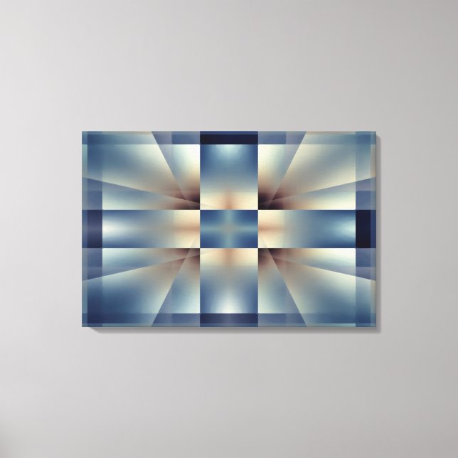 Impressão Em Tela Abstrato azul de cruz (Frente)