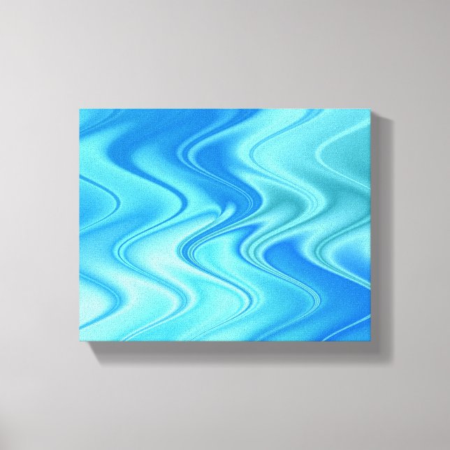 Impressão Em Tela Abstrato Azul Ondulado (Frente)