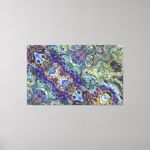 Impressão Em Tela abstrato azul roxo, verde-oliva