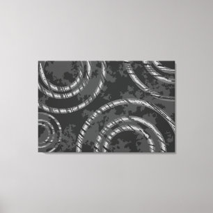 Impressão Em Tela Abstrato Black Cinza Circula Ao Longo Do Tempo
