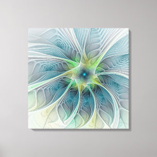 Impressão Em Tela Abstrato Blue Fractal Art Fantasy Flower