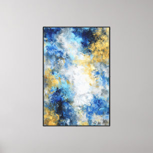 Impressão Em Tela Abstrato Blue & Gold Veinflow