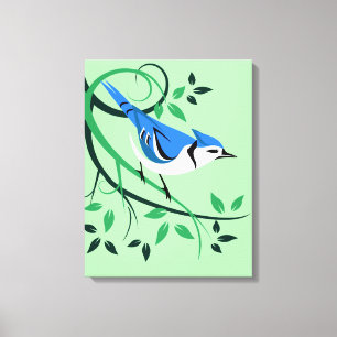 Impressão Em Tela Abstrato Blue Jay Bird Art