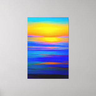 Impressão Em Tela Abstrato Blue Ocean Sunset Simple Abstrato Art