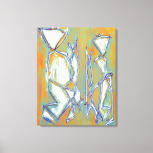 Impressão Em Tela Abstrato Boho Casal Chic Cor - de - laranja Branco