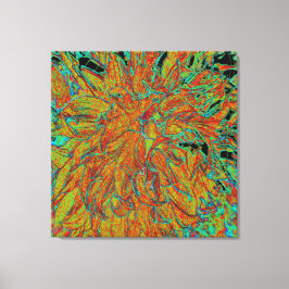 Impressão Em Tela Abstrato Burnt Orange and Green Dahlia Bloom