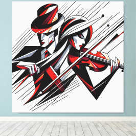 Impressão Em Tela Abstrato Casal com Violin