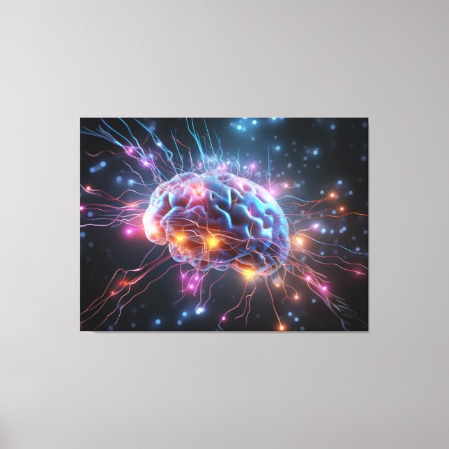 Impressão Em Tela Abstrato cérebro com neurônios (Frente)
