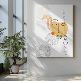 Impressão Em Tela Abstrato com a face amarela com círculo