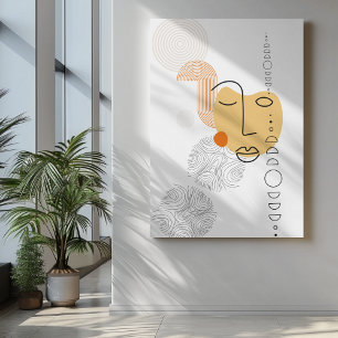 Impressão Em Tela Abstrato com a face amarela com círculo
