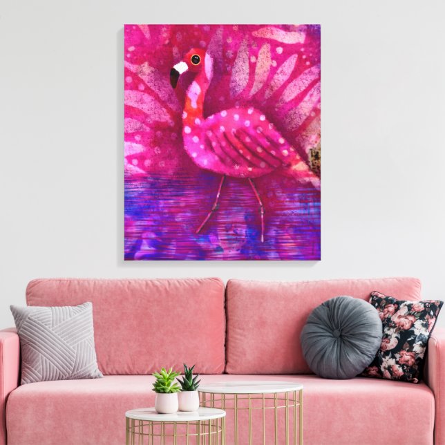 Impressão Em Tela Abstrato cor-de-rosa-branca Flamingo Tropical (Insitu(Sala de estar))