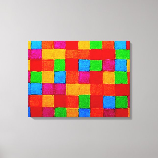 Impressão Em Tela Abstrato da Grade de Cores de Coleta do Arco-Íris (Frente)