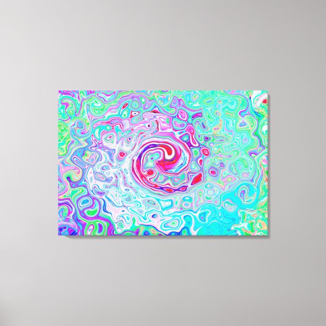 Impressão Em Tela Abstrato da Groovy com espiral retrógrada e verde (Frente)