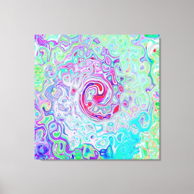 Impressão Em Tela Abstrato da Groovy com espiral retrógrada e verde (Frente)