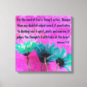 Impressão Em Tela abstrato daisies bíblia verso hebraico 4:12