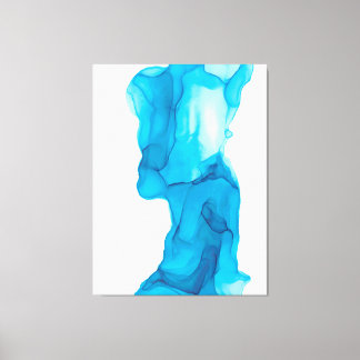 Impressão Em Tela Abstrato de água do oceano azul 4322 Tinta Álcool 