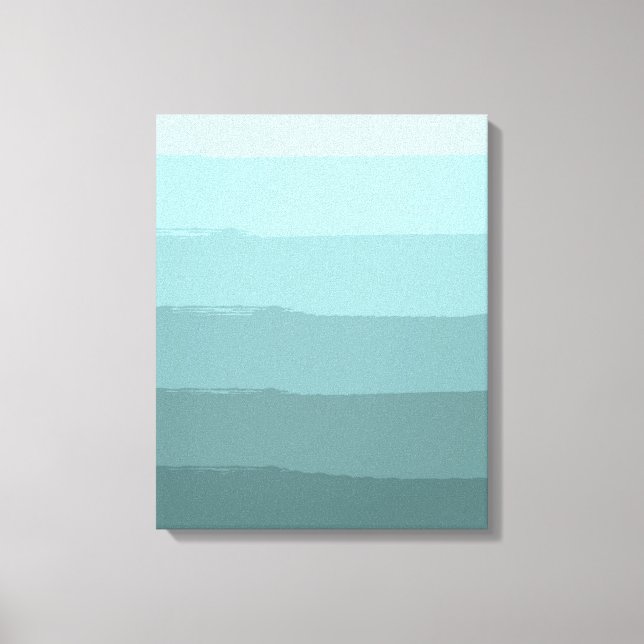 Impressão Em Tela Abstrato de Aqua Teal Stripes (Frente)