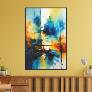 Impressão Em Tela Abstrato de Aquarela Cinematográfica Arte Modern