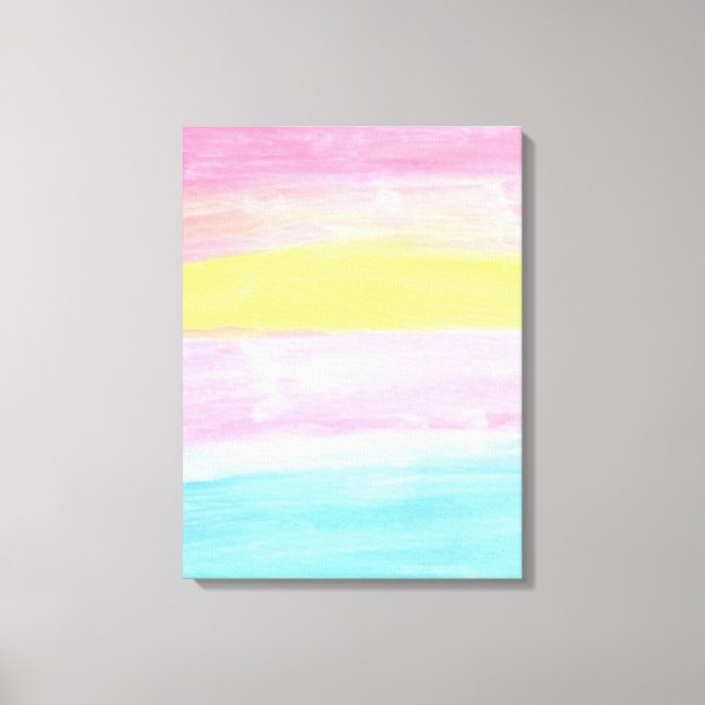 Impressão Em Tela Abstrato de Aquarela do Horizonte Sunset (Frente)