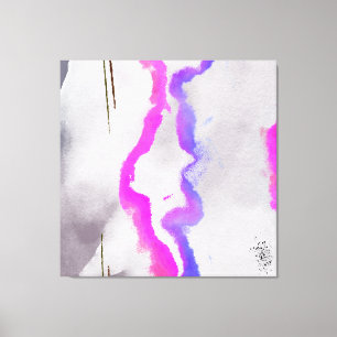 Impressão Em Tela Abstrato De Aquarelas Puras E Rosa