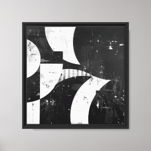 Impressão Em Tela Abstrato de Arte Moderna Geométrica Negra e Branca