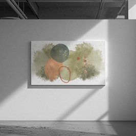 Impressão Em Tela Abstrato de arte verde, círculos de pêssego com ou