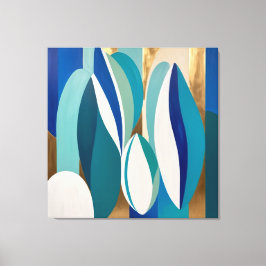 Impressão Em Tela Abstrato de arte vibrante com formas ovais azuis e