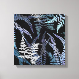 Impressão Em Tela Abstrato de Botânica Elegante de Fern Azul Moderno