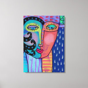 Impressão Em Tela Abstrato de chuva pintura digital de uma mulher