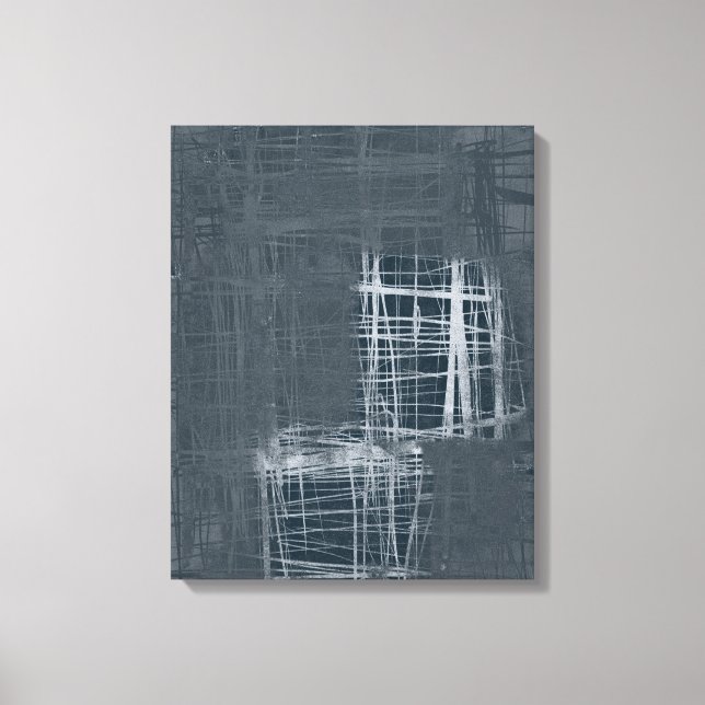 Impressão Em Tela Abstrato de cinza de aço com tela estendida (Frente)