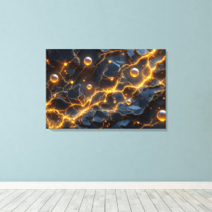 Impressão Em Tela Abstrato de energia elétrica com raios Ouro